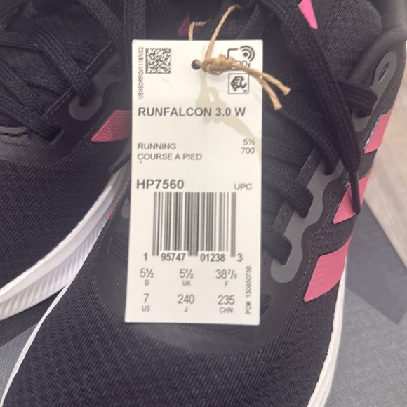 Adidas Women's Runfalacon Black and Pink Athletic Shoe - Picture 5 of 6